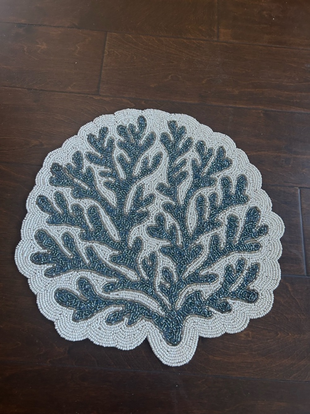 Sigrid Olsen Beaded Charger Placemat Coral Reef New Off White Blue
